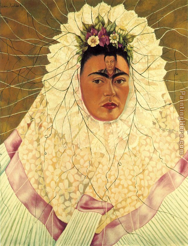 FridaKahlo-Self-Portrait-as-a-Tehuana-Diego-in-My-Thoughts-1943 painting - Frida Kahlo FridaKahlo-Self-Portrait-as-a-Tehuana-Diego-in-My-Thoughts-1943 art painting